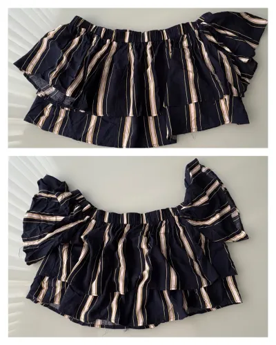 blusa ombro a ombro listrada ciganinha