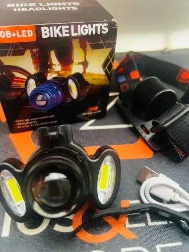 Lanterna Para Bike Bicicleta C/ Pisca Farol e suporte para cabeçça (capacete)