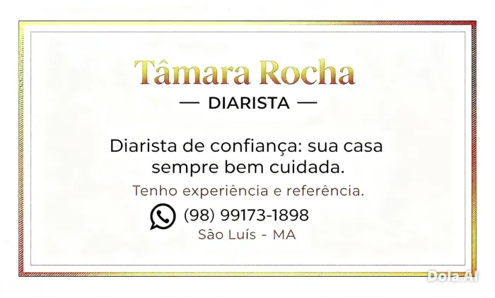 DIARISTA DISPONÍVEL