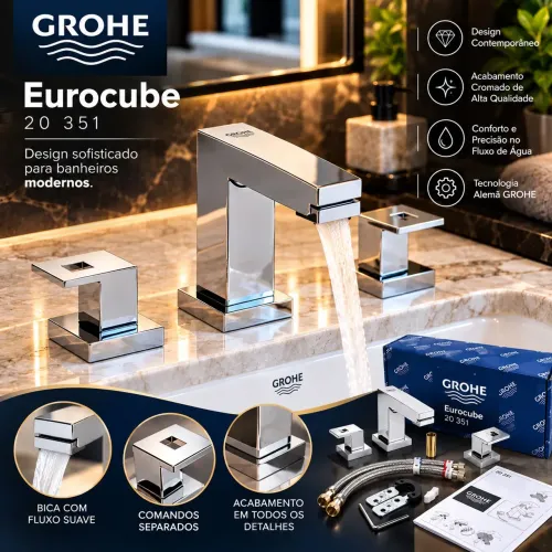 Torneira Grohe Eurocube 20351 Cromada Para Lavatório