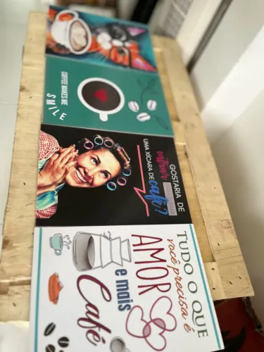 4 quadros impressos decorativos tema café 28x20