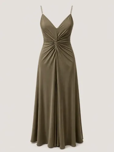 Vestido Verde com alça de Strass - Tamanho ÚNICO