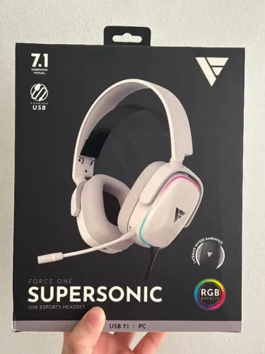 Headset Gamer Force One Supersonic 7.1 Surround, USB, Branco
