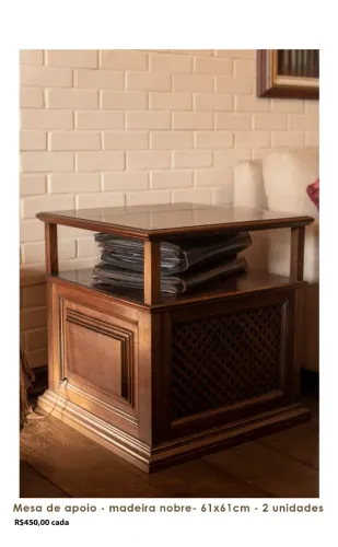 Mesa de apoio - madeira nobre - 61x 61cm - 2 unidades - valor unitário