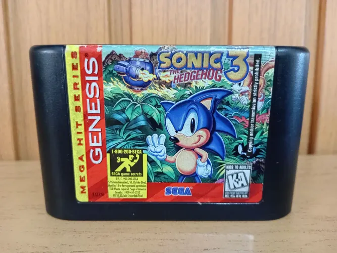 Sonic 3 original para Mega Drive salvando em bom estado de conservação