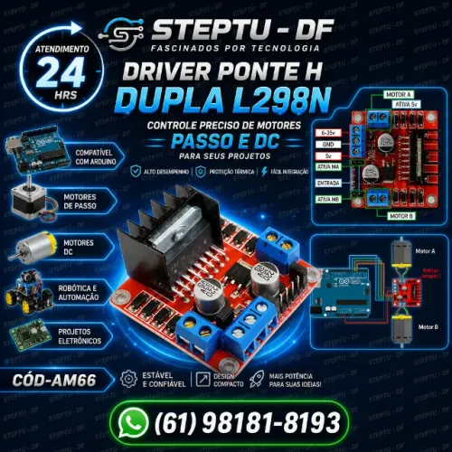 Ponte H Dupla L298n Driver Motor De Passo Ou Dc Arduino Esp Automação COD-AM66
