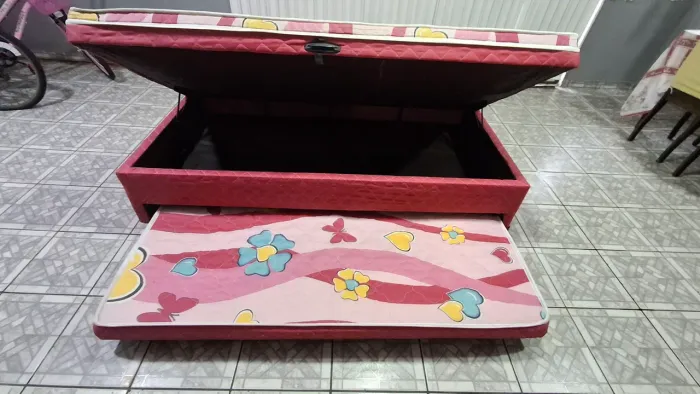 Colchão Box com Baú + Cama Auxiliar solteiro