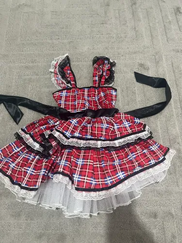 Vestido junino xadrez vermelho e preto