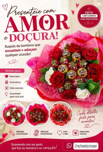 Buquê de Bombons Dia dos Namorados.