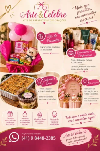 Presentes, Cestas de café, decoraçoes e lembrancinhas, tortas e doces, Cosméticos/perfumar