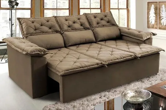 Sofá retrátil com 3 lugares de 2 metros, pague na entrega