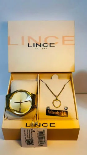 Kit Relógio Feminino LINCE com Colar e Brincos