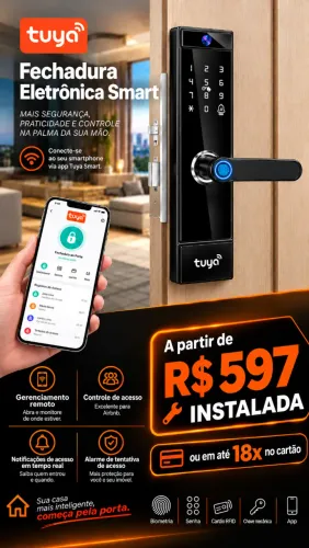 Fechadura Eletrônica Smart Tuya INSTALADA +Câmera +Biometria +NFC +Wifi +Garantia 1 ano
