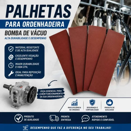 PALHETAS PARA BOMBA DE VÁCUO / ORDENHADEIRA - ALTA DURABILIDADE