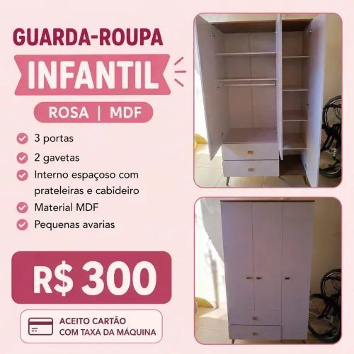 Guarda-roupa Infantil Rosa