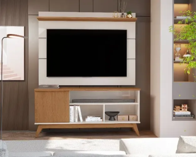 Rack Ripado+ Painel 1.36m para TV até 50''! Frete e montagem grátis.