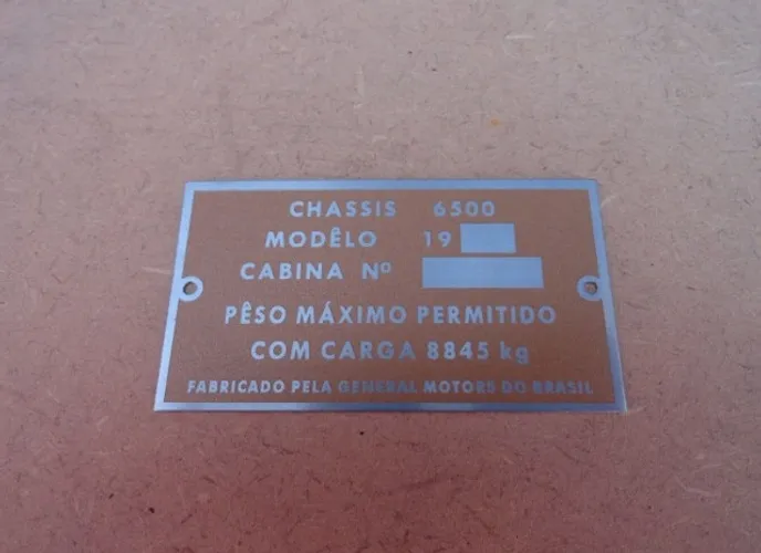 Plaqueta Identificação Cabine Caminhão Chevrolet Brasil 6500 1958 a 1963
