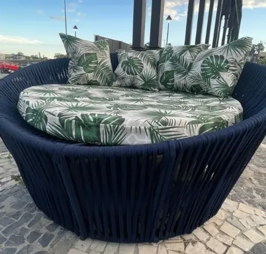 Sofá Orbital Chaise de Corda Náutica e Alumínio