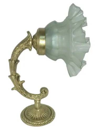 abajur em bronze curvo com tulipa fosca