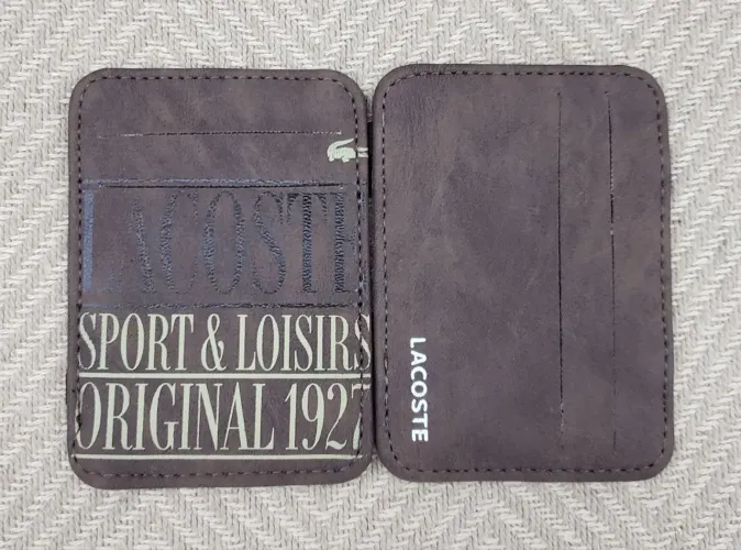 Carteira mágica porta cartões lacoste marrom