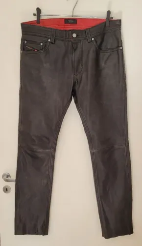 Calça Jeans de Couro Diesel