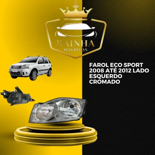 Farol Eco Sport 2008 até 2012 Lado Esquerdo Cromado