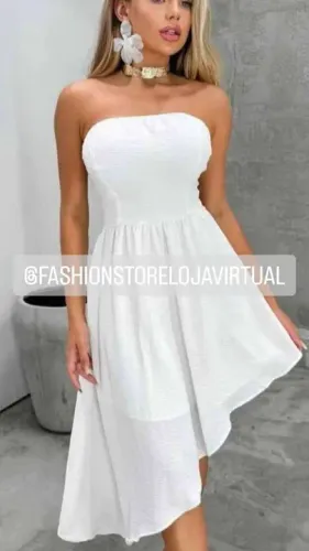 Vestido tomara que caia assimétrico branco .m