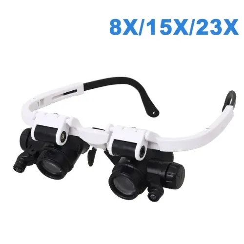Lupa de cabeça pala com 3 lentes de aumento c/ leds rf-31309- branca
