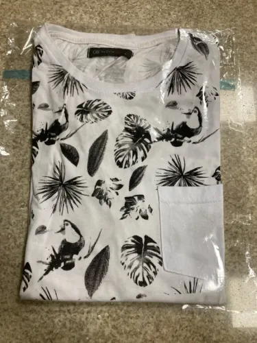 Camiseta Masculina Mycris Branca Floral