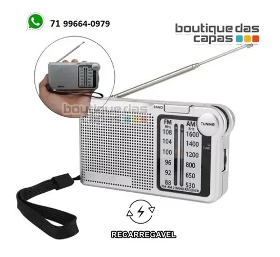 MINI RADIO PORTÁTIL RECARREGAVEL ANALOGICO AM FM LE-662