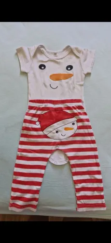 Conjunto de body e calça boneco de neve (natal) 6 a 9 meses Baby Club