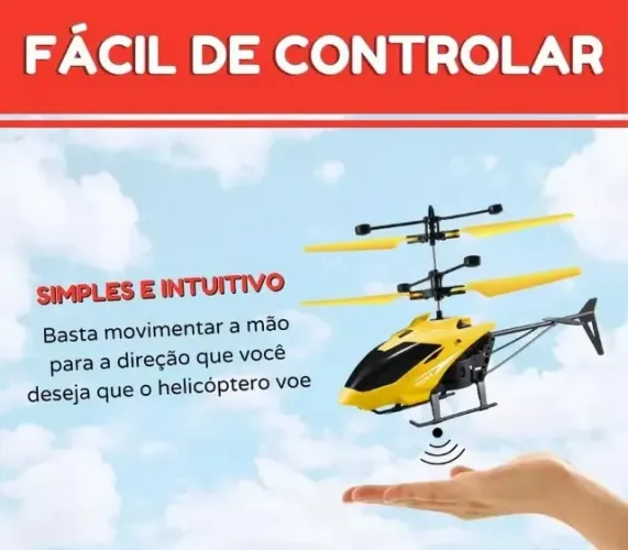helicóptero com sensor de mão luz mini drone recarregável tk2386 amarelo