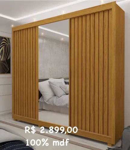 Guarda Roupa Com Espelho Novo Mdf 