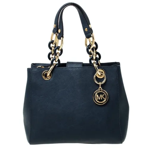 Bolsa Michael Kors Azul Marinho Original com Detalhes Dourados