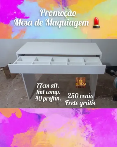 Mesa de Maquiagem Branca - 77cm Alt. - Frete Grátis