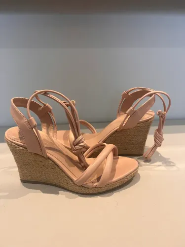 Sandália Anabela Nude Pink