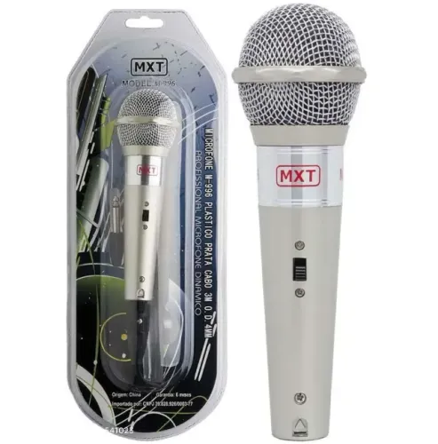 Microfone Mxt M-996 Plastico Prata Com Fio 3 Metros 541023 - GRUPO MXT