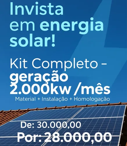 Kit Solar Completo 2.000kw/mês - Energia Solar!