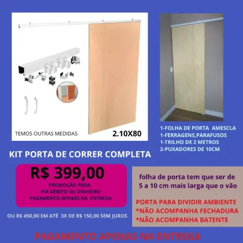 porta de correr cod 56 - trilho-ferragens-e puxador