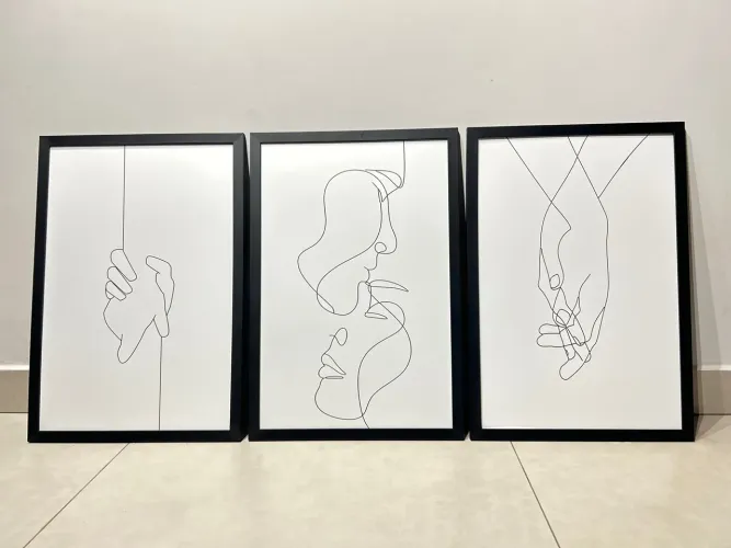 Conjunto de Quadros Minimalistas Casal - 3 Peças 60x40 cada