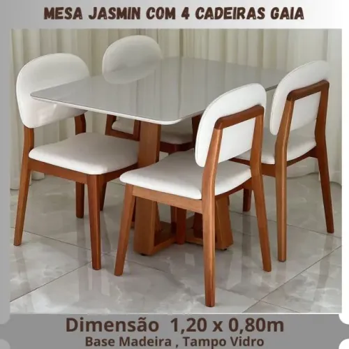 Mesa de Jantar 120x90 Com 4 Cadeiras 