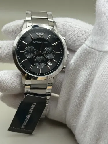 Relógio Emporio Armani AR2434 Masculino Cronógrafo Aço Inoxidável | Caixa Preta
