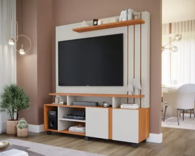 Rack Home Valencia Permobili Off White/Cinamomo - Entrega Rápida!