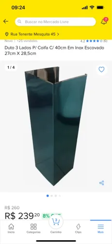 Duto para coifa inox