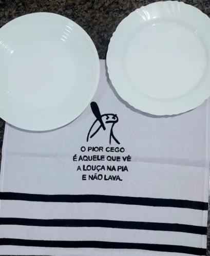 Pano de Prato minimalista "O pior cego é aquele que vê a louça na pia e não lava"