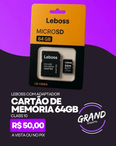 Cartão de Memória 64Gb Classe 10
