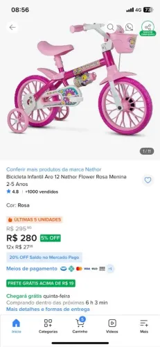 Bicicleta infantil rosa