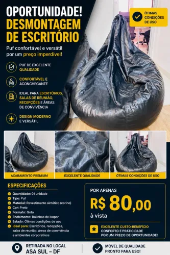 ? OPORTUNIDADE - PUFF PRETO R$ 80,00