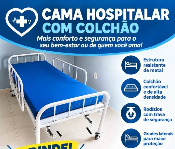 CAMA HOSPITALAR COM COLCHÃO