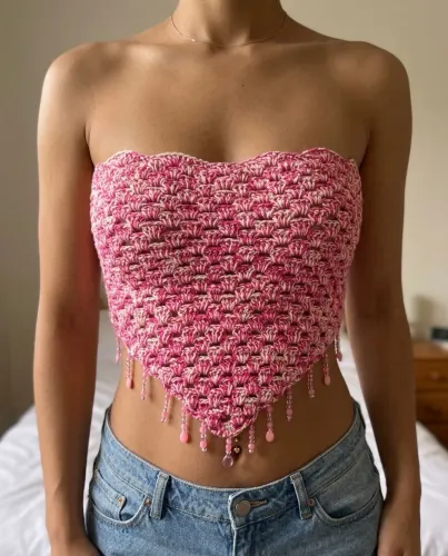 Blusa sem alças verão em crochê 